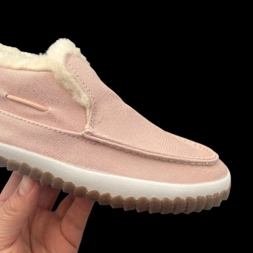 Sperry Youth Girls Moc-Sider Faux Fur Lined Winter Shoes Size 4 Blush Pink White